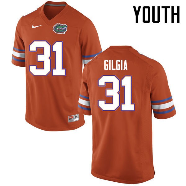 Florida Gators Youth #31 Anthony Gigla College Football Jerseys Orange